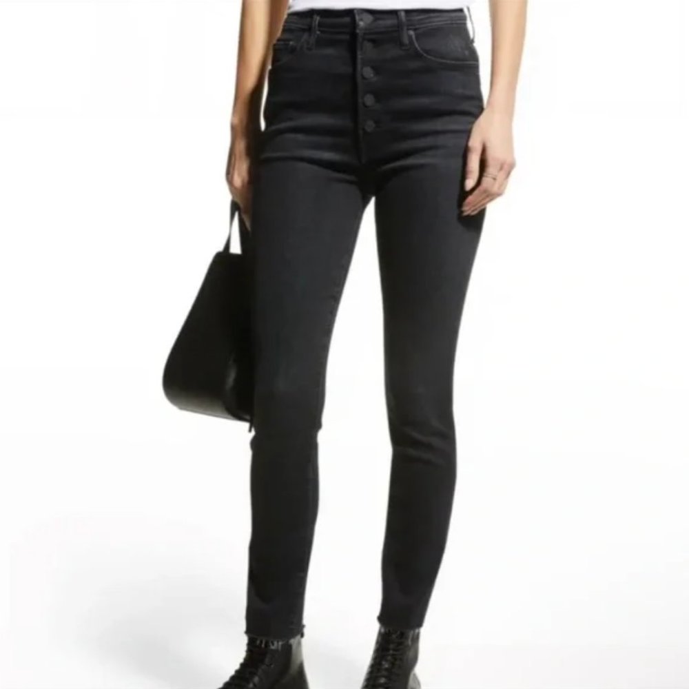 Mother The Pixie Swooner High Waist Frayed Ankle Skinny Jeans Sz 31